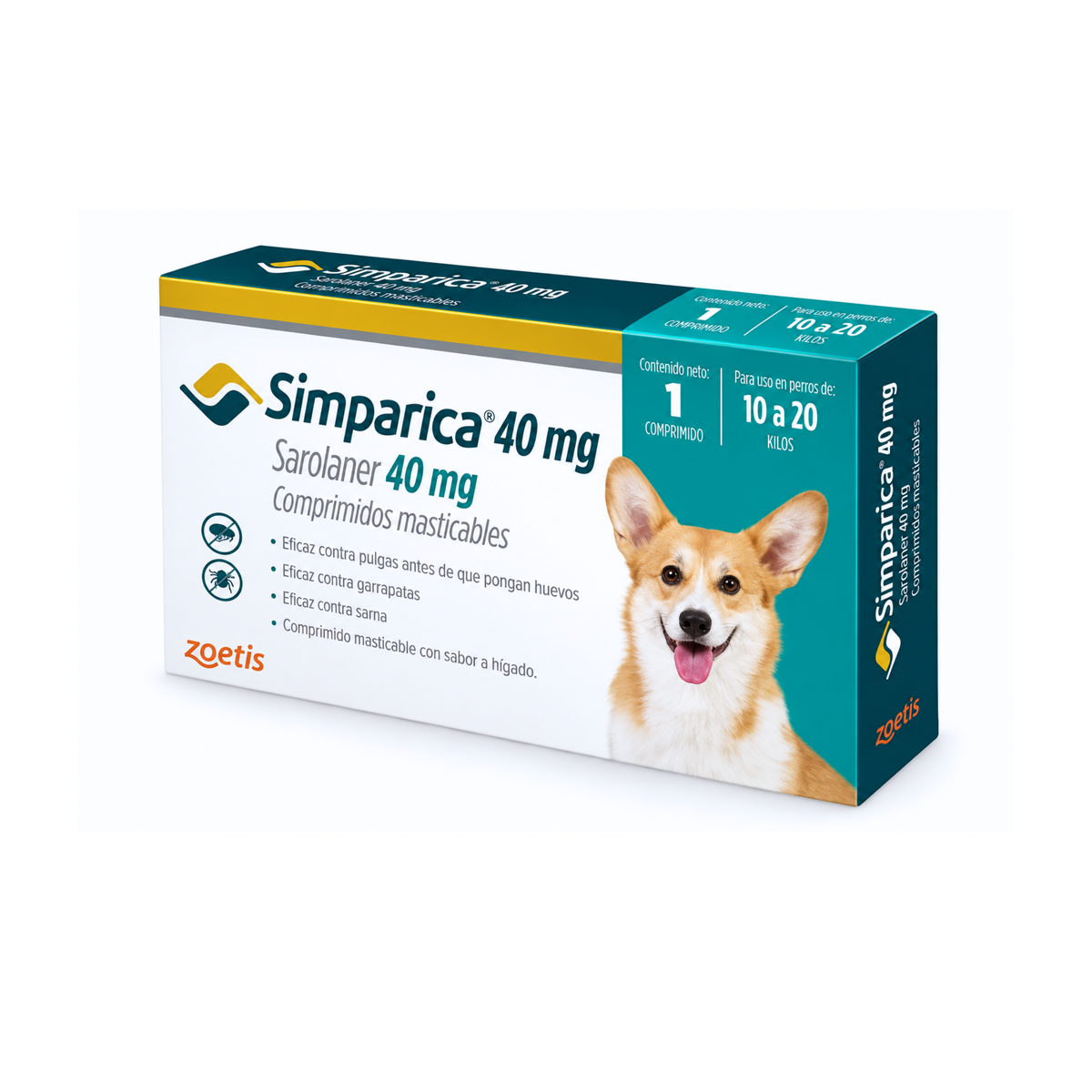 Desparasitante Externo Para Perros Simparica 1 Tableta 10-20KG