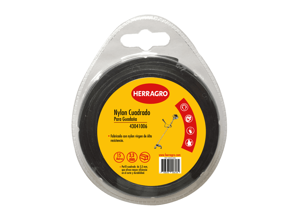 Hilo cuadrado negro Herragro para corta grama de 3.3mm y 15 Mts