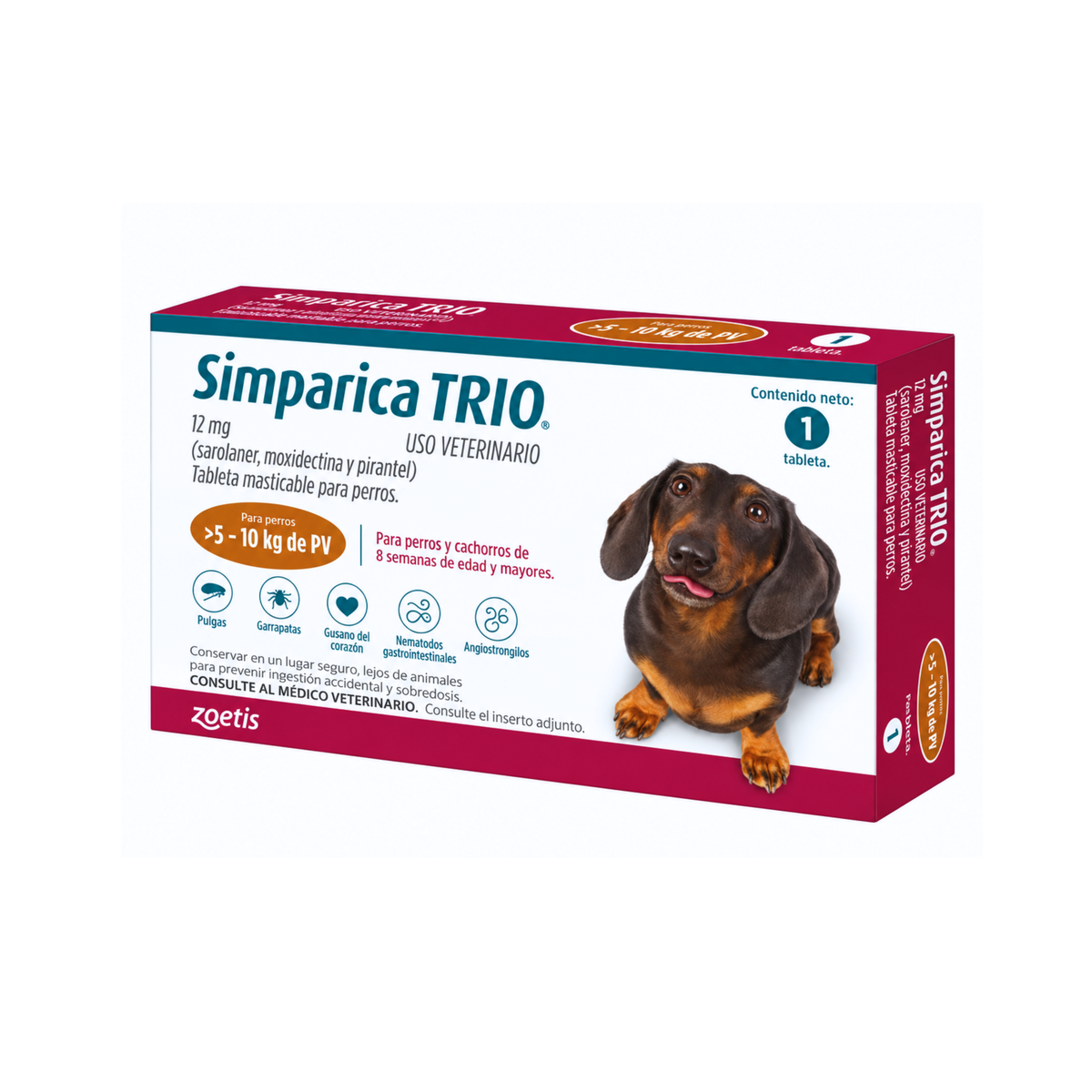 Desparasitante Externo Para Perros Simparica Trio 1 Tableta -5.1 -10KG