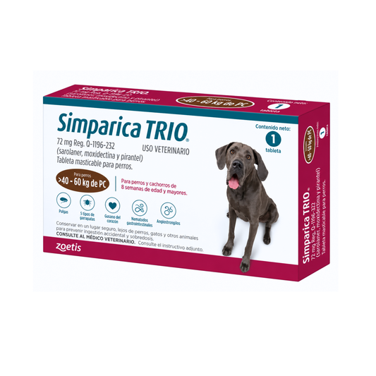Desparasitante Externo Para Perros Simparica Trio 1 Tableta- 40.1-60KG