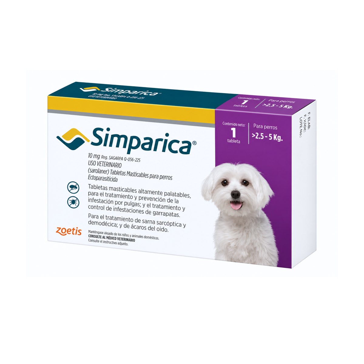 Desparasitante Externo Para Perros Simparica 1 Tableta 2.5-5KG CJ