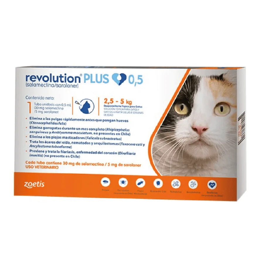 Pipeta revolution Plus 0.5ml 2.5 - 5Kg