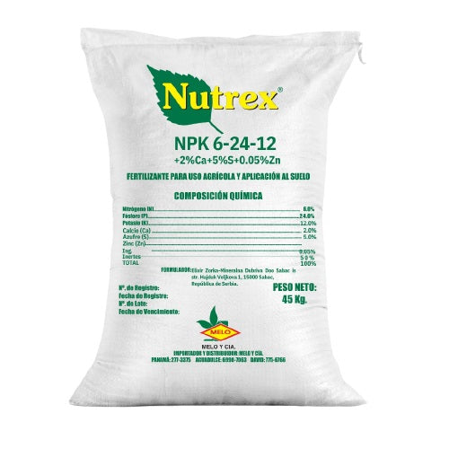 Fertilizante Nutrex NPK 6-24-12+2CA+5S+0.5ZN